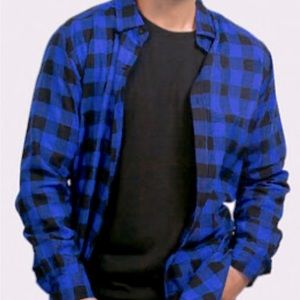 H&M blue and black plaid shirt, long sleeves,new without tags